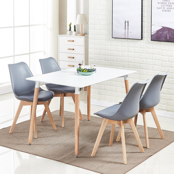 Hykkon Zane Dining Set Dining Table Set a Kitchen Table & 4 Leather